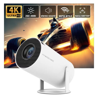 HY300 Pro 4K Android Projector - Dual WiFi 6, 260 ANSI, 1080P Home Cinema & Outdoor Experience