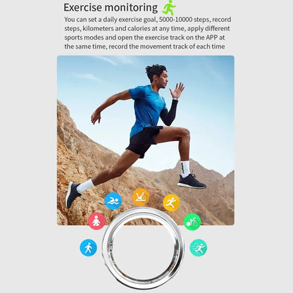 Diamond Inlaid Smart Ring Heart Rate Health Monitor, Blood Oxygen Waterproof Multi-Sport Mode Smart Tracker for Iphone Android