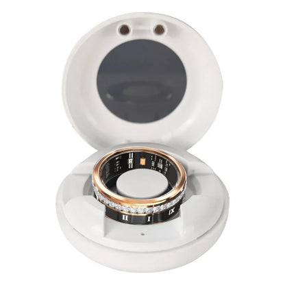 Diamond Inlaid Smart Ring Heart Rate Health Monitor, Blood Oxygen Waterproof Multi-Sport Mode Smart Tracker for Iphone Android