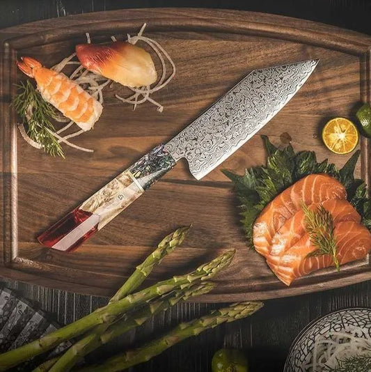 Japanese Damascus Knife - Hikari Bunka Hand Forged Stainless Steel Professional Chef's Kitchen Knife With Beautiful Decorative Handle